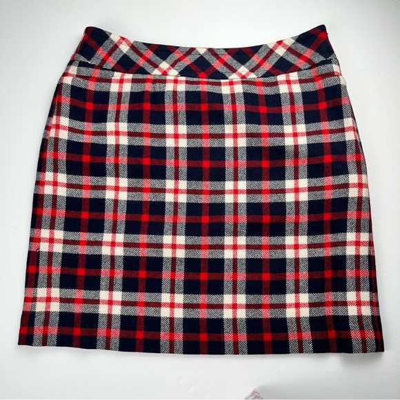 Talbots Dresses & Skirts - Talbots Red Navy Plaid Wool Blend Skirt – Size 10P